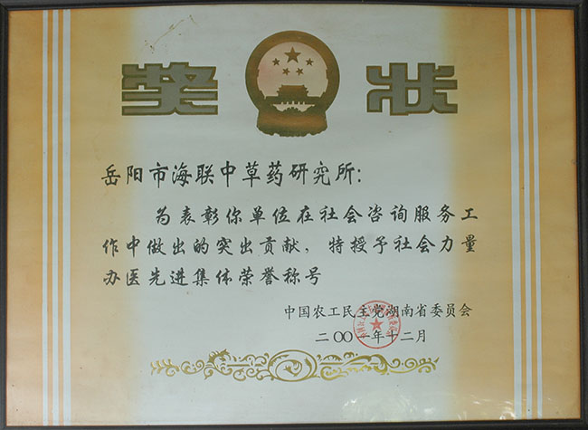 社会力量办医先进集体荣誉称号